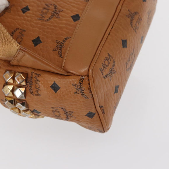 MCM Logogram Vicetos Backpack PVC Leather Brown Gold Auth 164927