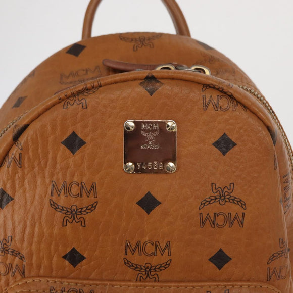 MCM Logogram Vicetos Backpack PVC Leather Brown Gold Auth 164927