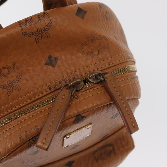 MCM Logogram Vicetos Backpack PVC Leather Brown Gold Auth 164927