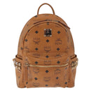 MCM Logogram Vicetos Backpack PVC Leather Brown Gold Auth 164927-2
