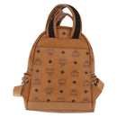 MCM Logogram Vicetos Backpack PVC Leather Brown Gold Auth 164927-3
