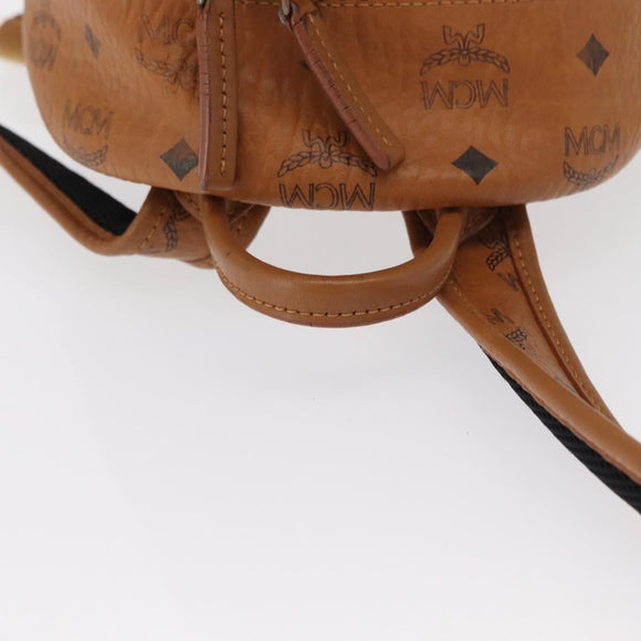 MCM Logogram Vicetos Backpack PVC Leather Brown Gold Auth 164927
