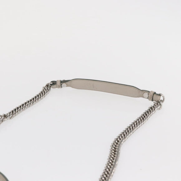 FENDI Chain Canai Shoulder Bag Leather 2way Gray Silver Auth 164928