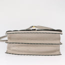 FENDI Chain Canai Shoulder Bag Leather 2way Gray Silver Auth 164928-6