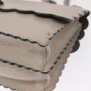 FENDI Chain Canai Shoulder Bag Leather 2way Gray Silver Auth 164928-16