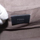 FENDI Chain Canai Shoulder Bag Leather 2way Gray Silver Auth 164928-21
