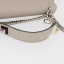 FENDI Chain Canai Shoulder Bag Leather 2way Gray Silver Auth 164928-8