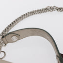 FENDI Chain Canai Shoulder Bag Leather 2way Gray Silver Auth 164928-9