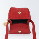 Christian Dior Canage Shoulder Bag Red Gold Auth 164930-11