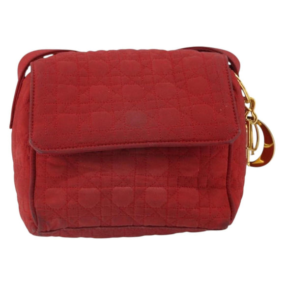 Christian Dior Canage Shoulder Bag Red Gold Auth 164930