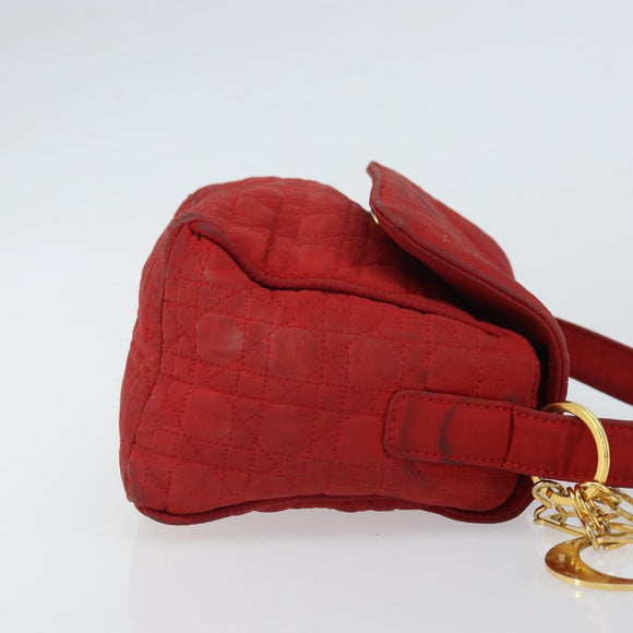 Christian Dior Canage Shoulder Bag Red Gold Auth 164930
