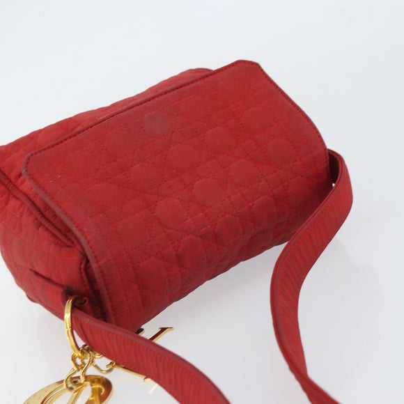 Christian Dior Canage Shoulder Bag Red Gold Auth 164930