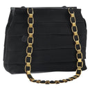 Salvatore Ferragamo Vala Chain Tote Bag Canvas Black Gold Auth 164931-1