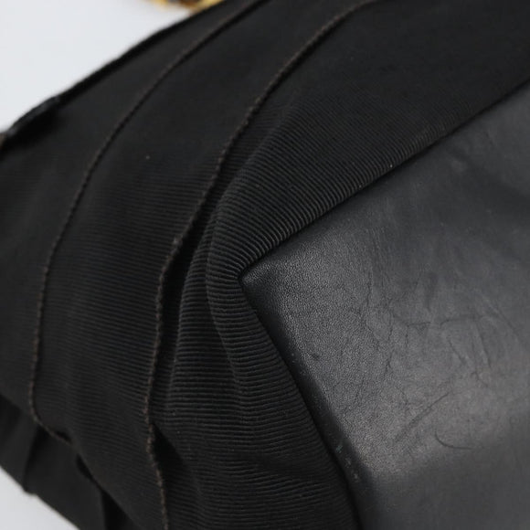 Salvatore Ferragamo Vala Chain Tote Bag Canvas Black Gold Auth 164931