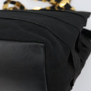 Salvatore Ferragamo Vala Chain Tote Bag Canvas Black Gold Auth 164931-12