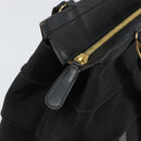 Salvatore Ferragamo Vala Chain Tote Bag Canvas Black Gold Auth 164931-14