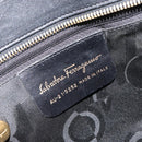 Salvatore Ferragamo Vala Chain Tote Bag Canvas Black Gold Auth 164931-15
