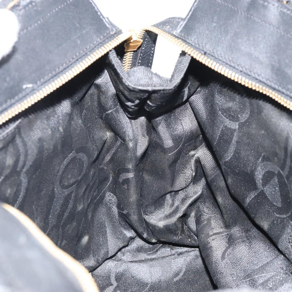 Salvatore Ferragamo Vala Chain Tote Bag Canvas Black Gold Auth 164931