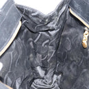Salvatore Ferragamo Vala Chain Tote Bag Canvas Black Gold Auth 164931-18