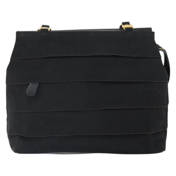 Salvatore Ferragamo Vala Chain Tote Bag Canvas Black Gold Auth 164931 - 0