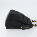 Salvatore Ferragamo Vala Chain Tote Bag Canvas Black Gold Auth 164931-4