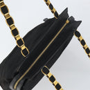 Salvatore Ferragamo Vala Chain Tote Bag Canvas Black Gold Auth 164931-6