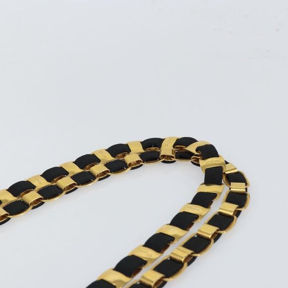 Salvatore Ferragamo Vala Chain Tote Bag Canvas Black Gold Auth 164931