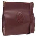 CARTIER Must Line Shoulder Bag Leather Bordeaux Gold Auth 164936-1