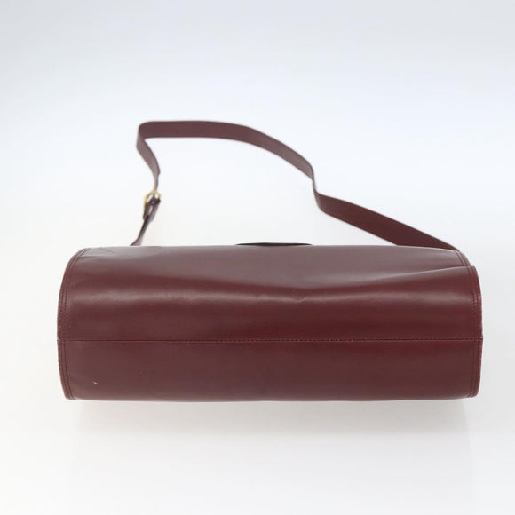 CARTIER Must Line Shoulder Bag Leather Bordeaux Gold Auth 164936