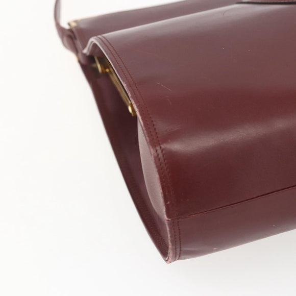 CARTIER Must Line Shoulder Bag Leather Bordeaux Gold Auth 164936