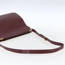 CARTIER Must Line Shoulder Bag Leather Bordeaux Gold Auth 164936-8