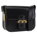 CELINE Shoulder Bag Leather Black Gold Auth 164937-1