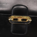 CELINE Shoulder Bag Leather Black Gold Auth 164937-14