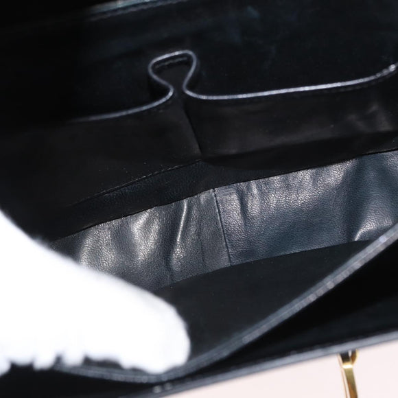 CELINE Shoulder Bag Leather Black Gold Auth 164937
