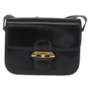 CELINE Shoulder Bag Leather Black Gold Auth 164937-2