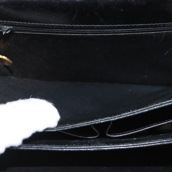 CELINE Shoulder Bag Leather Black Gold Auth 164937