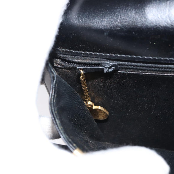 CELINE Shoulder Bag Leather Black Gold Auth 164937
