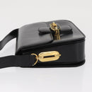 CELINE Shoulder Bag Leather Black Gold Auth 164937-5