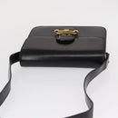 CELINE Shoulder Bag Leather Black Gold Auth 164937-6