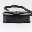 CELINE Shoulder Bag Leather Black Gold Auth 164937-9