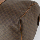 CELINE Macadam Canvas Boston Bag PVC Leather Brown Gold Auth 164941-12