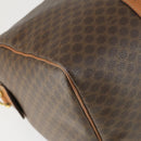CELINE Macadam Canvas Boston Bag PVC Leather Brown Gold Auth 164941-13