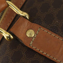 CELINE Macadam Canvas Boston Bag PVC Leather Brown Gold Auth 164941-14