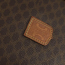 CELINE Macadam Canvas Boston Bag PVC Leather Brown Gold Auth 164941-15