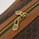 CELINE Macadam Canvas Boston Bag PVC Leather Brown Gold Auth 164941-17