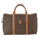 CELINE Macadam Canvas Boston Bag PVC Leather Brown Gold Auth 164941-2