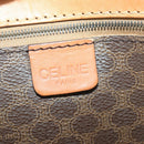 CELINE Macadam Canvas Boston Bag PVC Leather Brown Gold Auth 164941-21