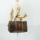 CELINE Macadam Canvas Boston Bag PVC Leather Brown Gold Auth 164941-25