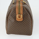 CELINE Macadam Canvas Boston Bag PVC Leather Brown Gold Auth 164941-4