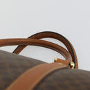 CELINE Macadam Canvas Boston Bag PVC Leather Brown Gold Auth 164941-8